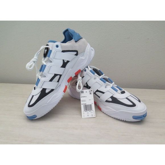 adidas FX7644 Men's Sz 8 White/Solar Red/Hazy Blue Originals NiteBall Sneakers - Picture 2 of 8